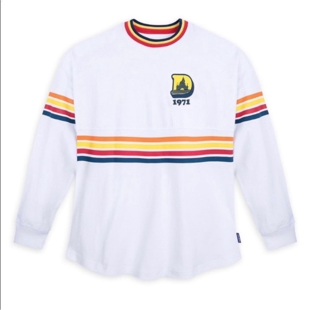 Disney 1971 Retro White Color Stripes Puff Ink Spirit Jersey Size M